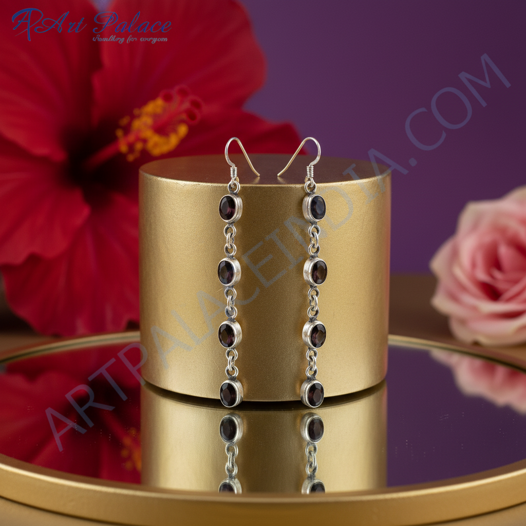 925 Silver Oval Stone Drop Earrings for Women | Dangle Jewelry