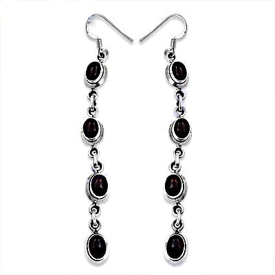 925 Silver Oval Stone Drop Earrings for Women | Dangle Jewelry