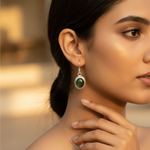 将图像加载到图库查看器中， 925 Silver Green Stone Drop Earrings for Women | Gift
