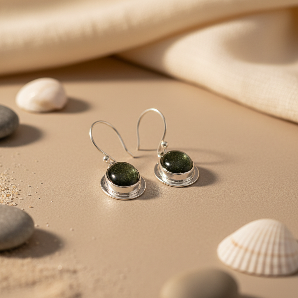 925 Silver Green Stone Drop Earrings for Women | Gift