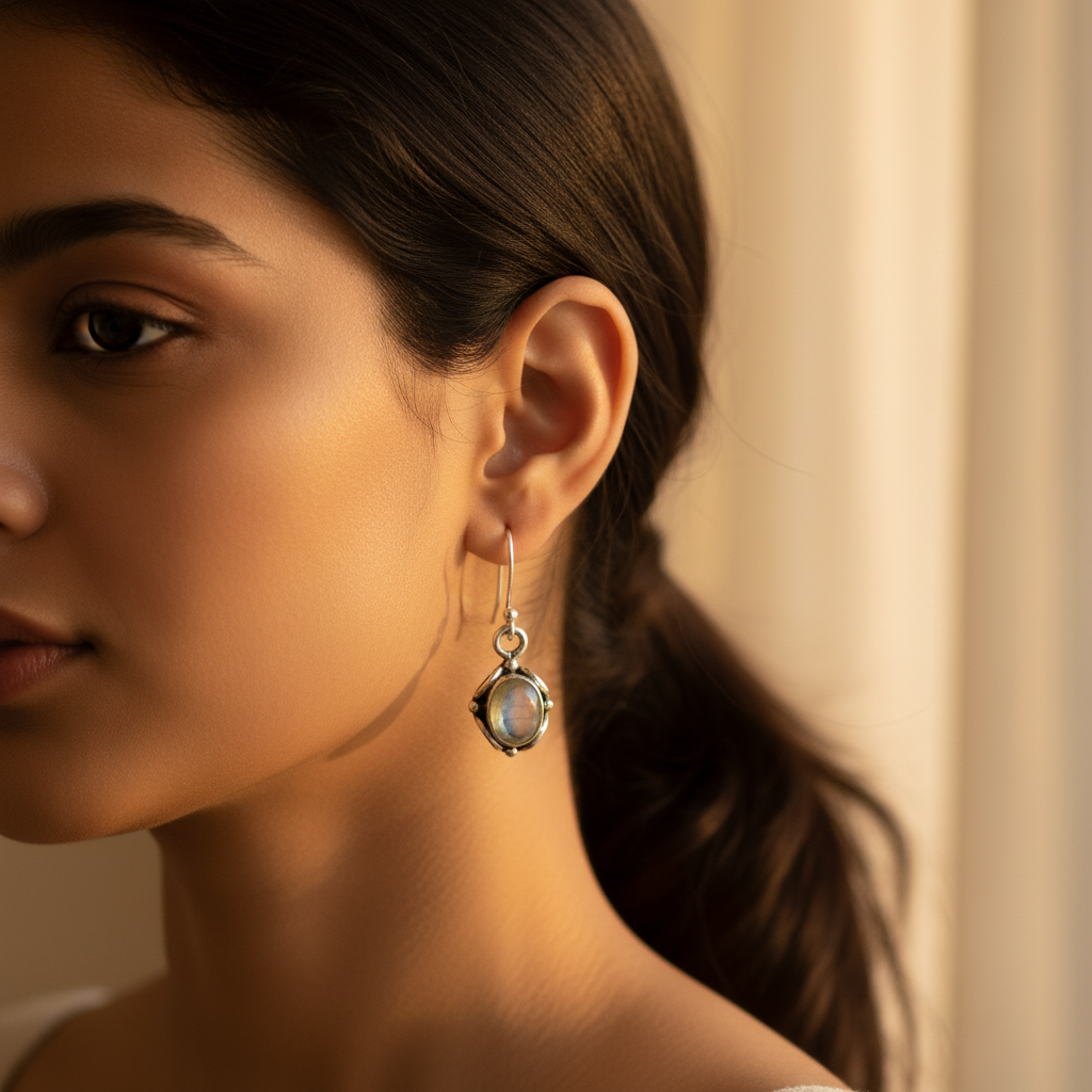 925 Silver Moonstone Drop Earrings for Women | Dangle Earrings