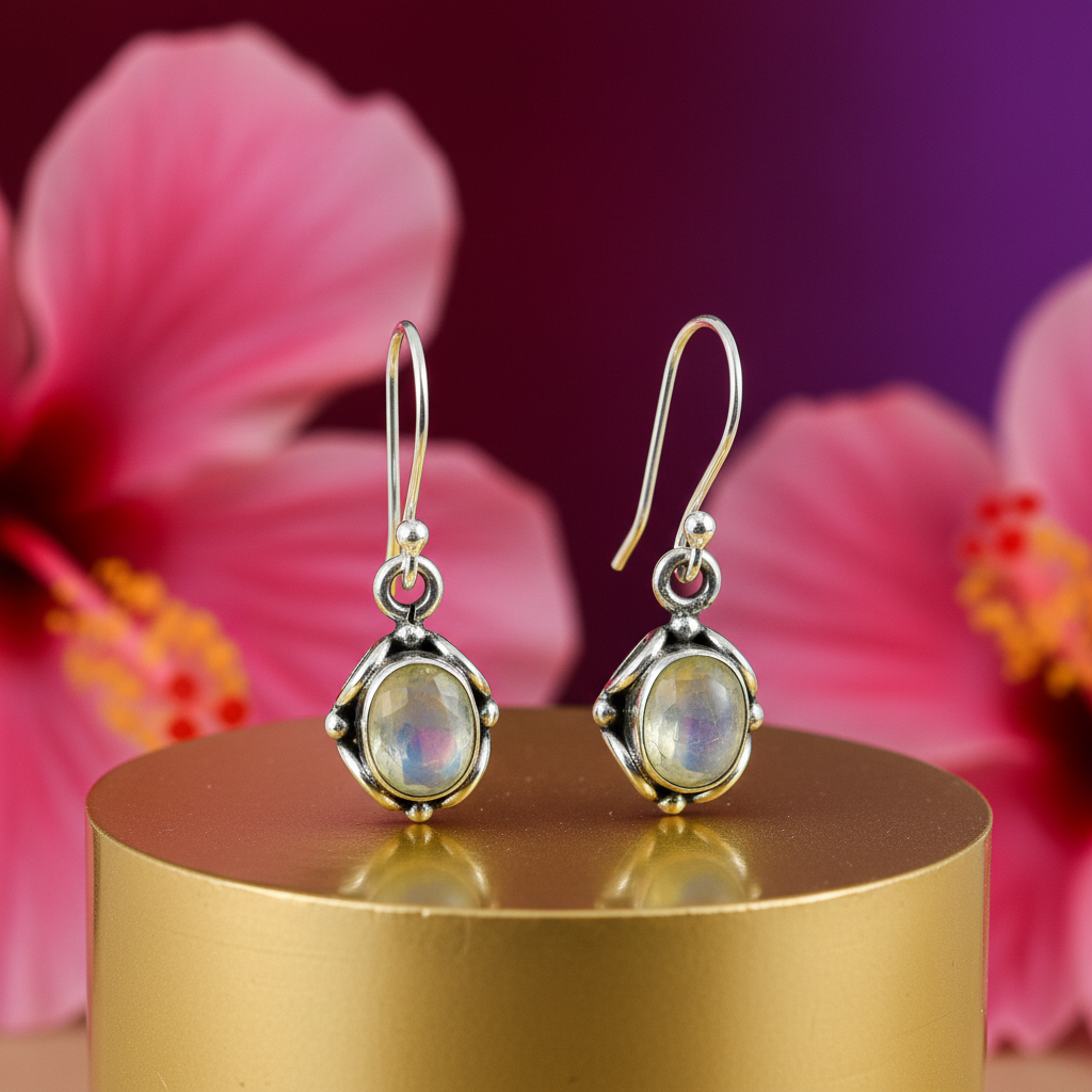 925 Silver Moonstone Drop Earrings for Women | Dangle Earrings