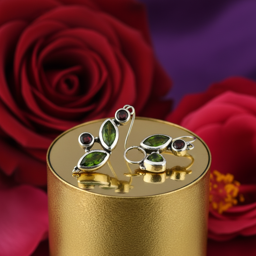 925 sterling silver green gemstone earrings for women | gift