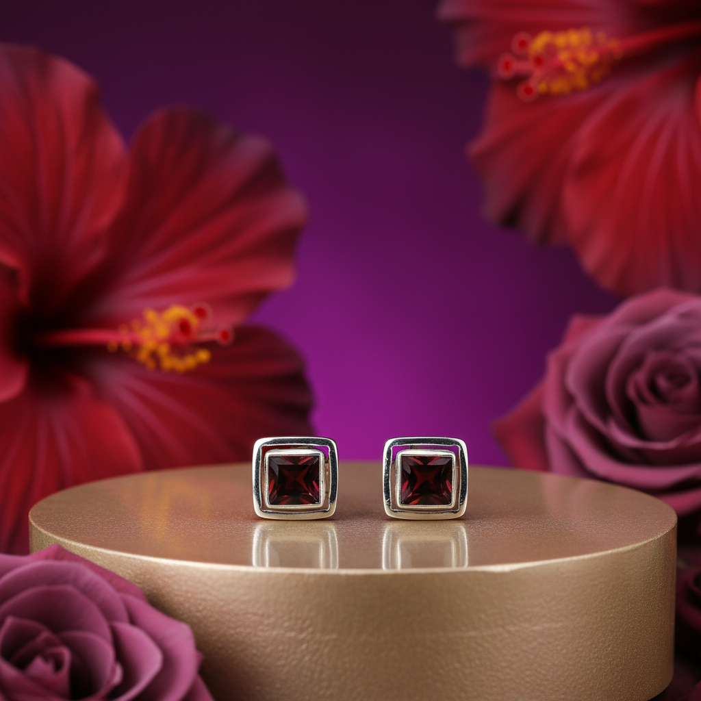 Pendientes de plata 925 con granate para mujer | joyería con piedras preciosas