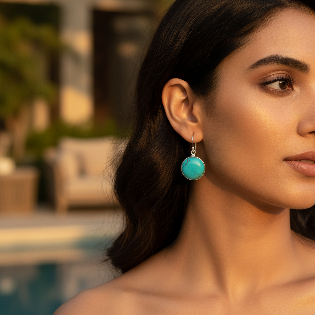 925 silver turquoise stone earrings for women | daily wear jewelry