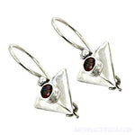 Load image into Gallery viewer, 925 Silver Garnet Triangle Earrings for Women | Daily Wear
