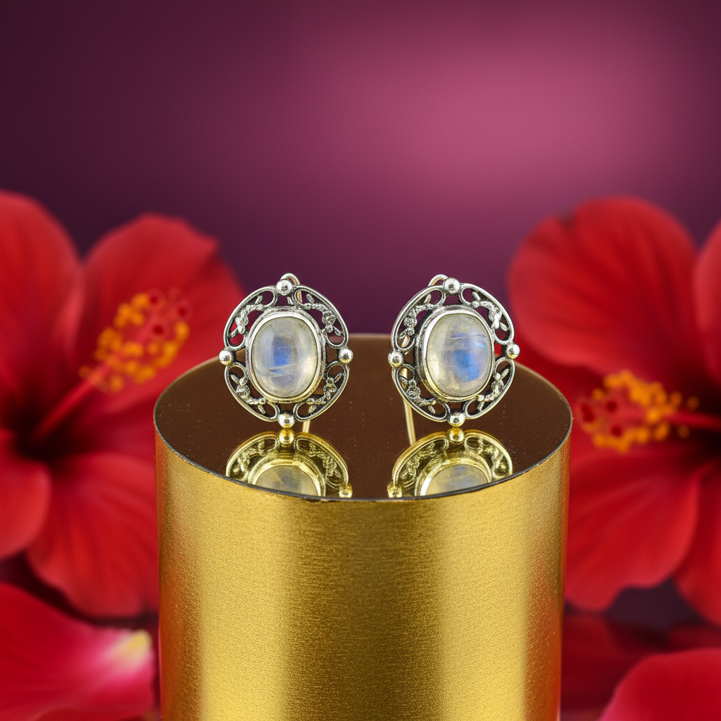 925 silver moonstone dangle earrings for women | gift