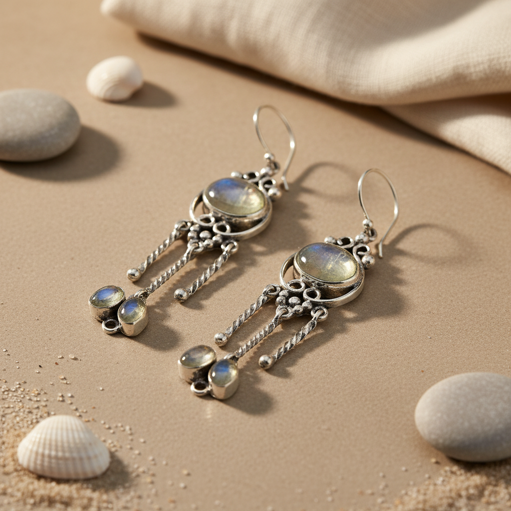 925 Silver Moonstone Dangle Earrings for Women | Gift