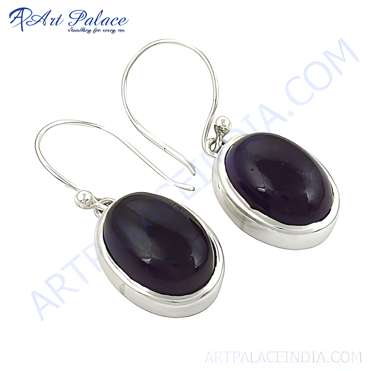 925 sterling silver dangle earrings featuring oval cut purple amethyst gemstones for women