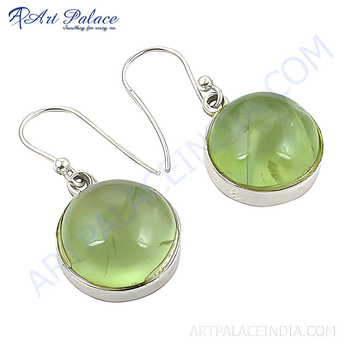 925 sterling silver drop earrings with round green peridot gemstones, perfect for women