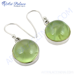 Load image into Gallery viewer, 925 sterling silver drop earrings with round green peridot gemstones, perfect for women
