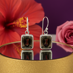 Load image into Gallery viewer, Pendientes de cuarzo ahumado en plata 925 para mujer | Joyería con piedras preciosas
