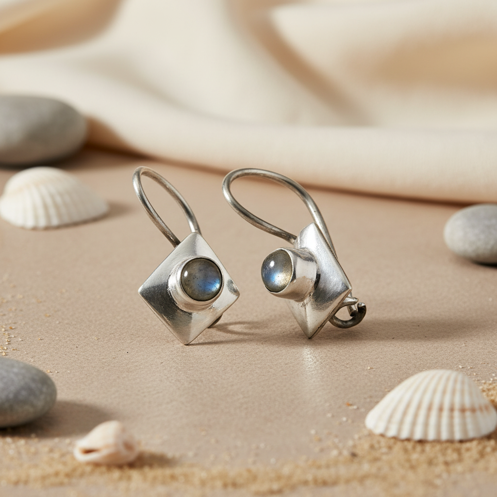 925 Silver Moonstone Drop Earrings for Women | Dainty Jewelry