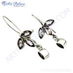 Load image into Gallery viewer, 925 sterling silver dangle earrings with amethyst gemstones, showcasing purple color and elegant design.
