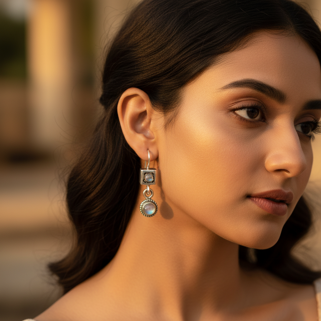 925 Silver Moonstone Drop Earrings for Women | Dangle Jewelry