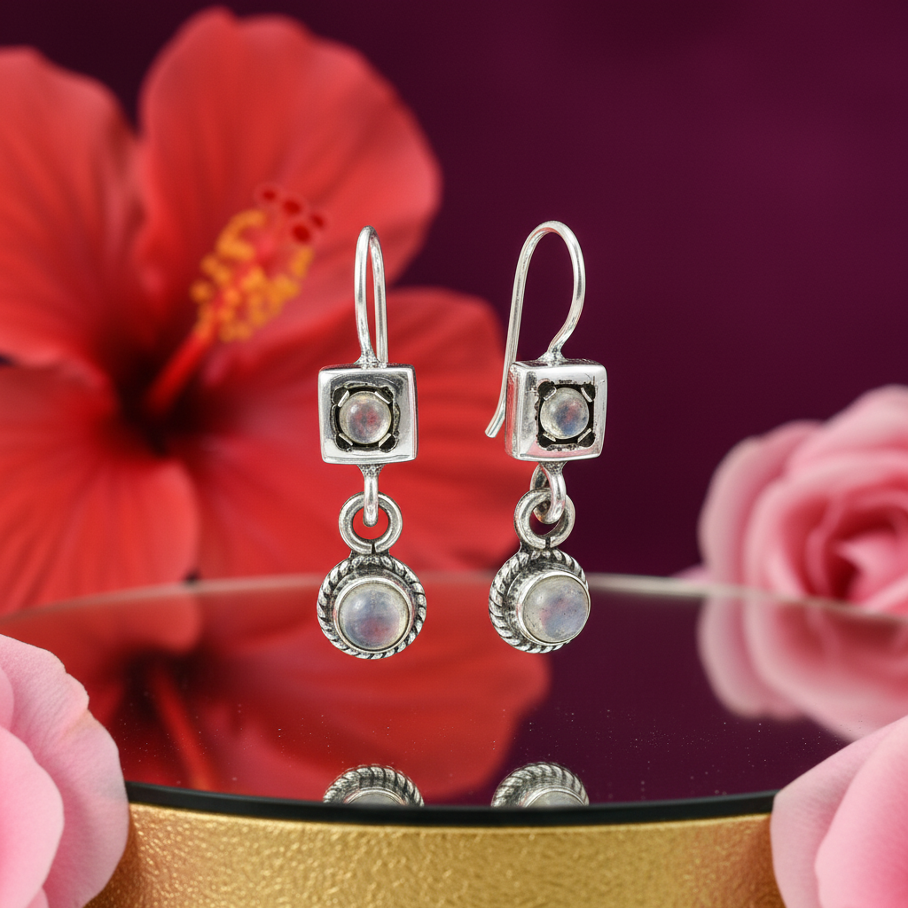 925 Silver Moonstone Drop Earrings for Women | Dangle Jewelry