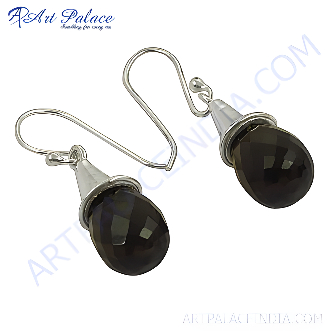 925 sterling silver drop earrings with faceted black onyx gemstones, perfect for any occasion.