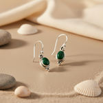 将图像加载到图库查看器中， 925 Silver Malachite Earrings | Oval Gemstone Earrings for Women
