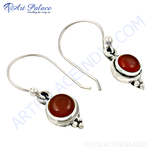 将图像加载到图库查看器中， 925 sterling silver dangle earrings with round red Carnelian gemstones.
