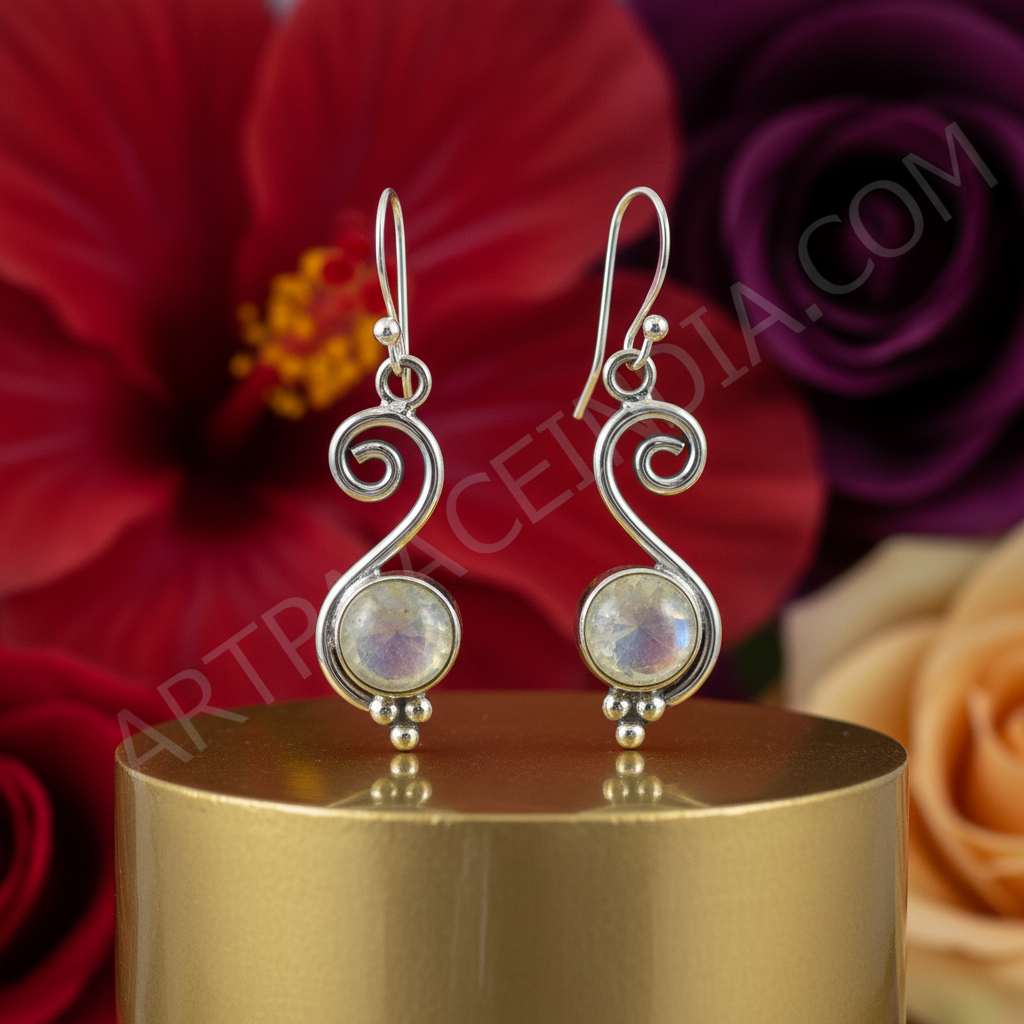 925 silver moonstone dangle earrings for women | gift