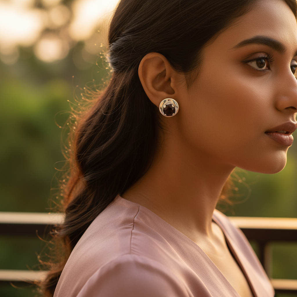 Pendientes de plata 925 con granate para mujer | Joyería con piedras preciosas