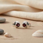 将图像加载到图库查看器中， 925 Silver Garnet Stud Earrings for Women | Gemstone Jewelry
