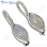 Load image into Gallery viewer, 925 sterling silver dangle earrings featuring teardrop-shaped moonstone gemstones. Silver earrings, moonstone earrings.
