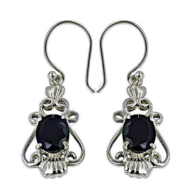 925 Silver Black Onyx Dangle Earrings | Women's Elegant Jewelry