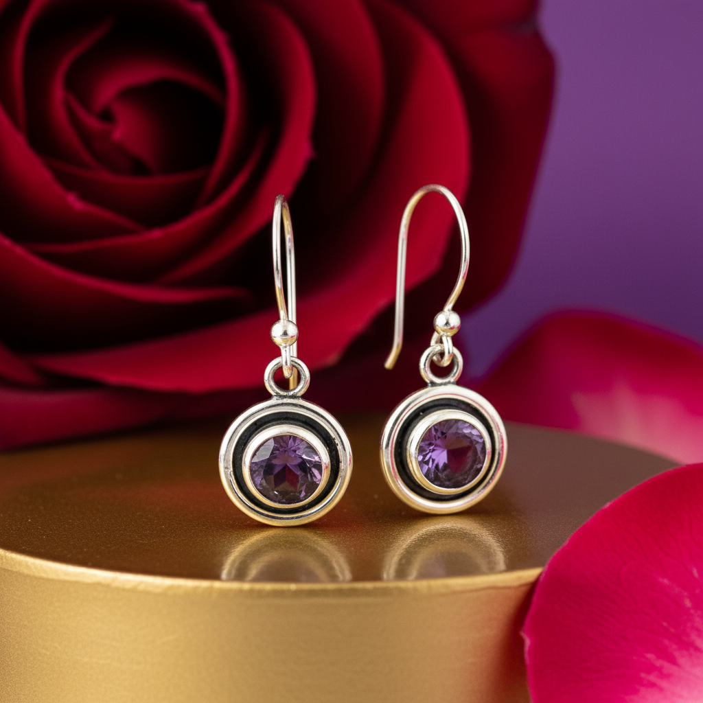 925 silver amethyst earrings for women | daily wear jewelry