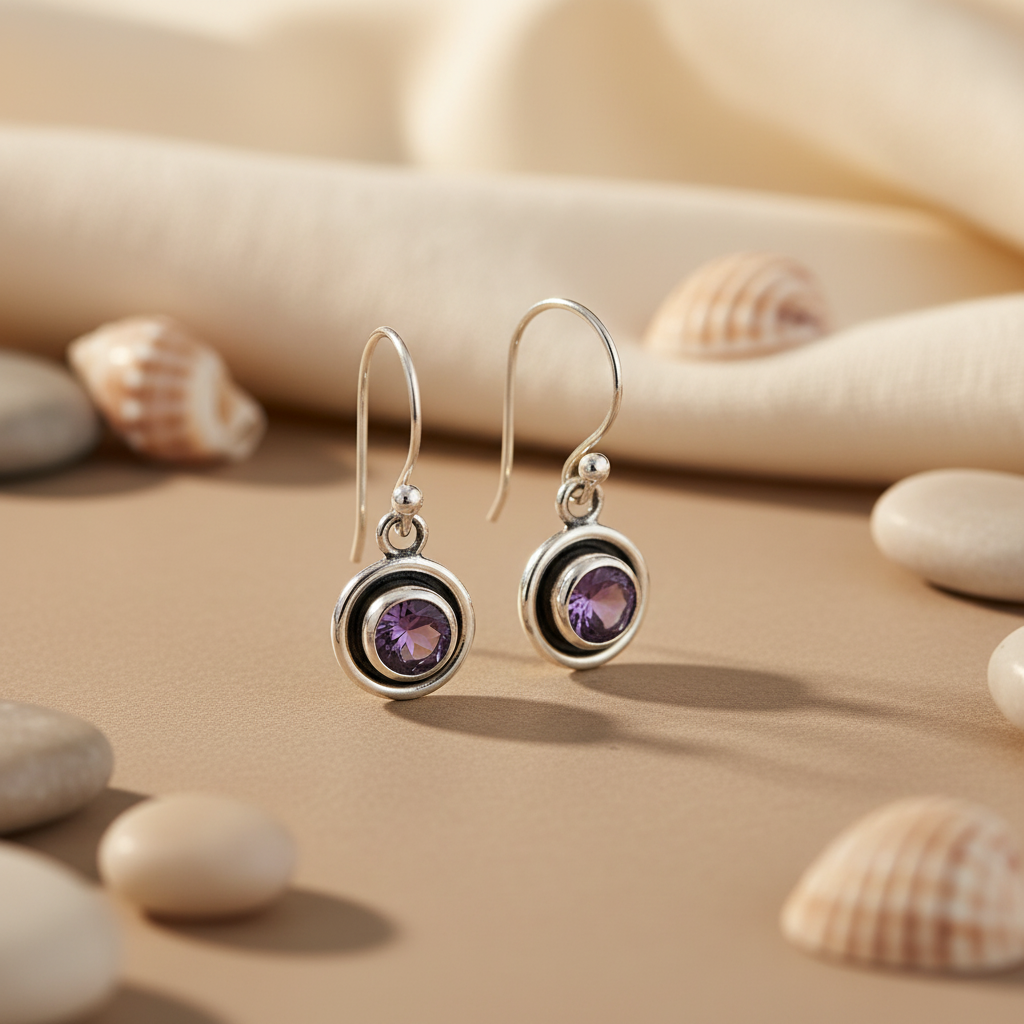 925 Silver Amethyst Earrings for Women | Daily Wear Jewelry