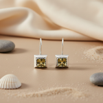 Load image into Gallery viewer, 925 Silver Citrine Square Drop Earrings | Women's Jewelry Gift
