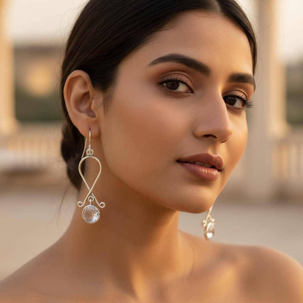 925 silver earrings with gemstone | dangle earrings for women