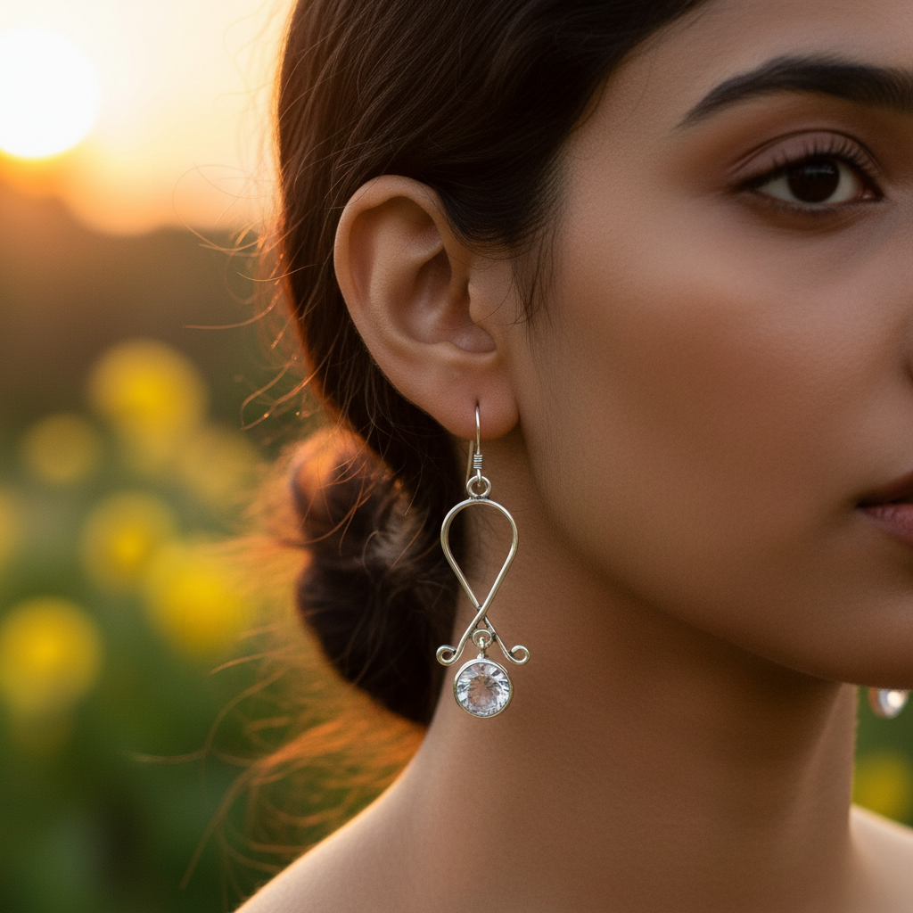 925 Silver Earrings with Gemstone | Dangle Earrings for Women