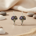 Load image into Gallery viewer, 925 Silver Gemstone Leaf Earrings for Women | Dangle Earrings
