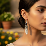 将图像加载到图库查看器中， Silver Pearl Garnet Drop Earrings for Women | Statement Jewelry
