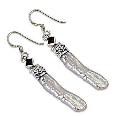 925 Silver Freshwater Pearl Garnet Earrings | Women's Jewelry