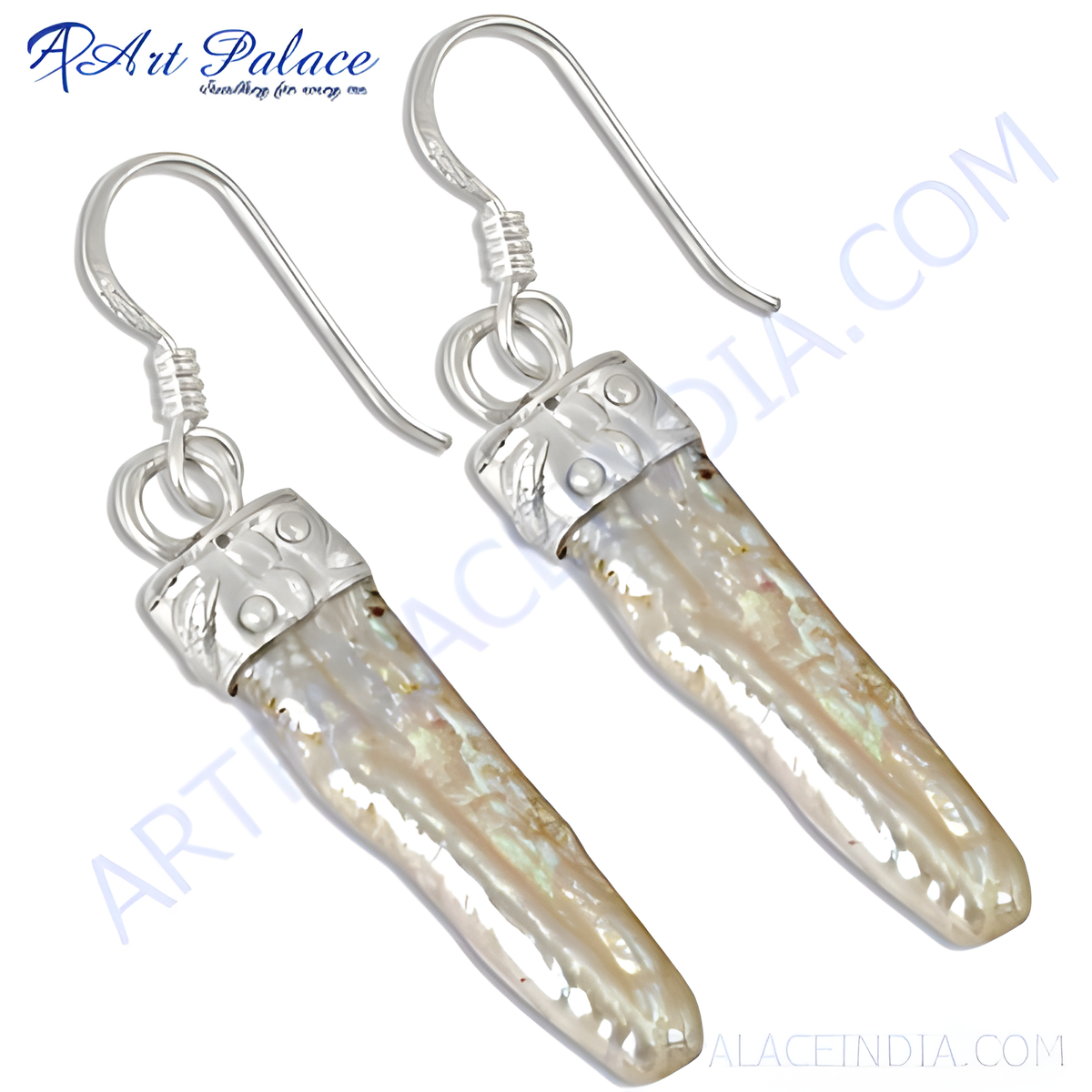 925 sterling silver drop earrings featuring natural pearl with elegant design