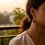 Load image into Gallery viewer, Pendientes colgantes de turquesa y rubí en plata 925 | Regalo de joyería para mujer
