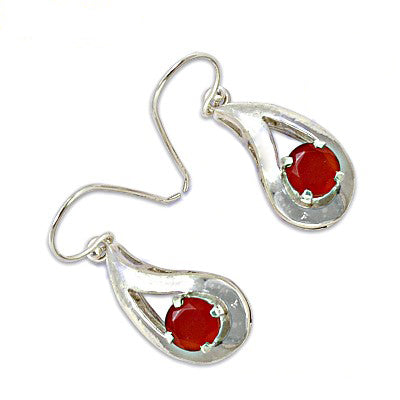 Silver Carnelian Teardrop Earrings for Women | Gemstone Jewelry