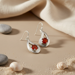 Load image into Gallery viewer, Silver Carnelian Teardrop Earrings for Women | Gemstone Jewelry
