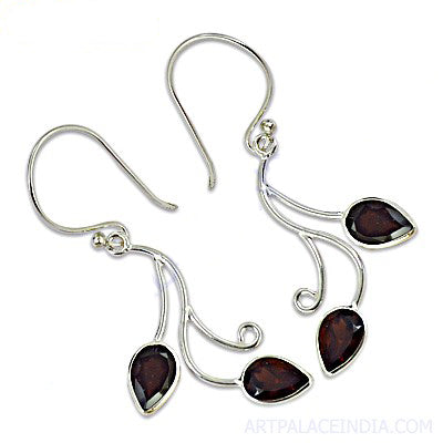 925 silver garnet drop earrings for women | teardrop jewelry