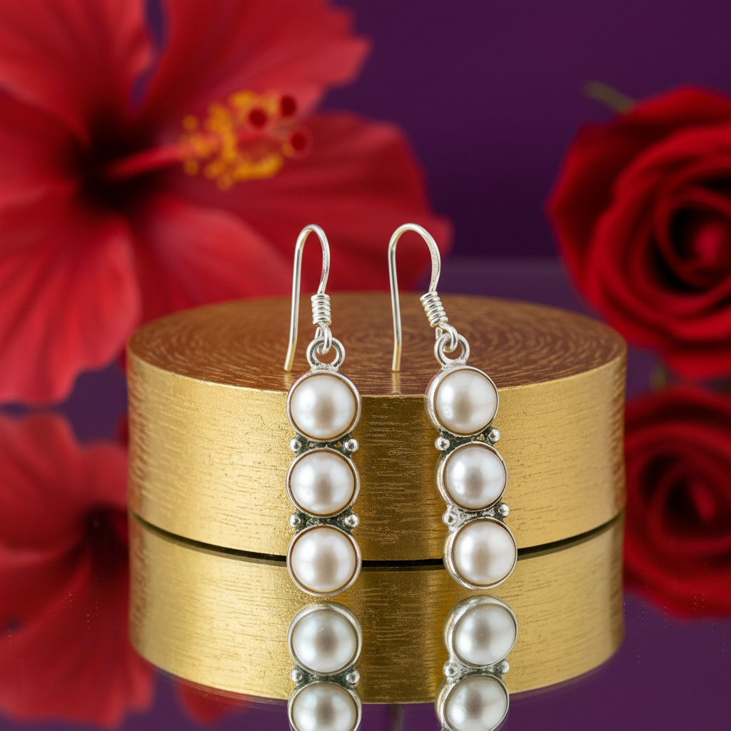 925 Silver Pearl Drop Earrings for Women | Elegant Jewelry