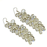 Load image into Gallery viewer, 925 Silver Moonstone Cluster Earrings for Women | Dangle Earrings
