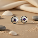 Load image into Gallery viewer, 925 Silver Round Stud Earrings with Blue Stone for Women
