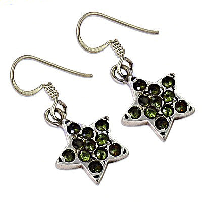 925 Silver Green Gemstone Star Earrings | Women's Jewelry Gift