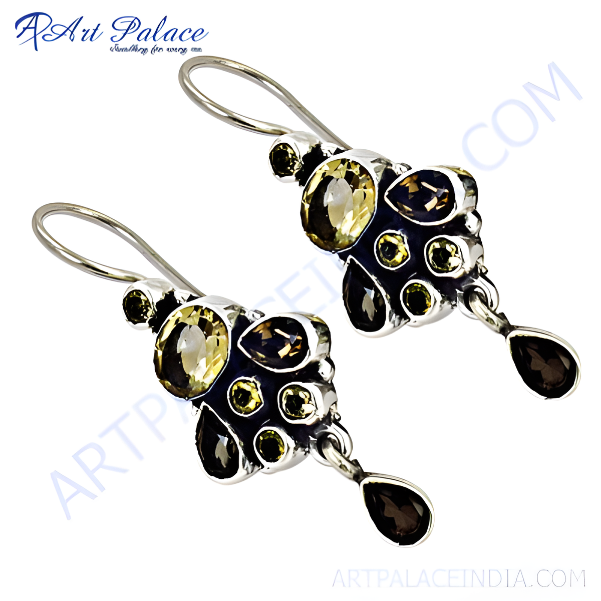 925 sterling silver drop earrings with various gemstones in different shapes and colors