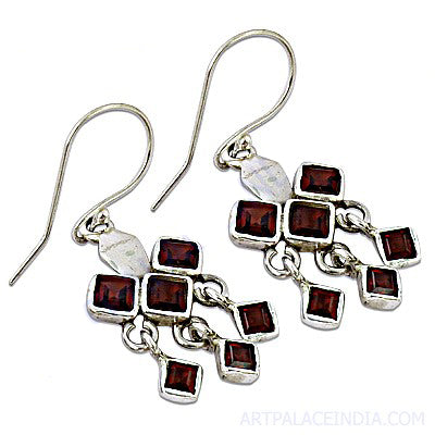 925 silver garnet earrings for women | dangle drop earrings