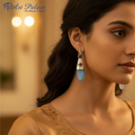 Load image into Gallery viewer, 925 Silver Blue Opalite Garnet Drop Earrings for Women
