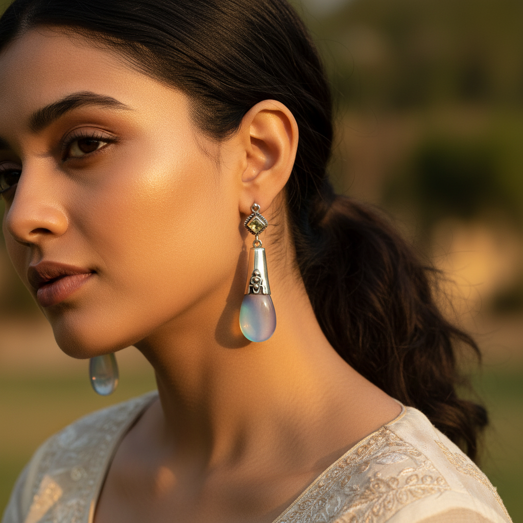925 Silver Moonstone Teardrop Earrings for Women | Dangle Earrings