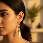 Load image into Gallery viewer, 925 Silver Pearl Drop Earrings with Garnet Gemstone | For Women
